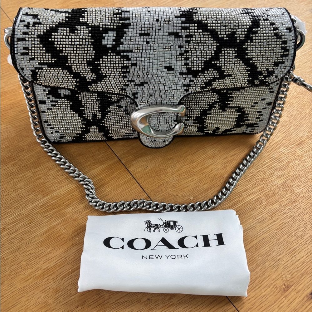 Coach Beaded Snake-Print Tabby 26 NWT
